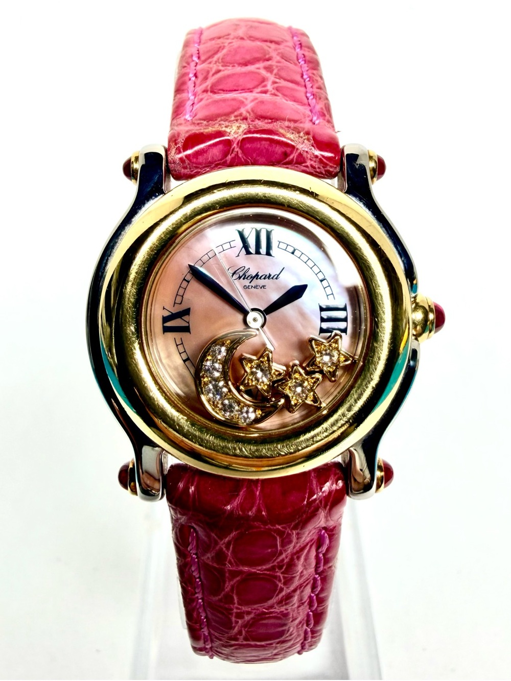 CHOPARD HAPPY SPORT 26mm 2 Tone Floating Diamond Stars and Moon Watch